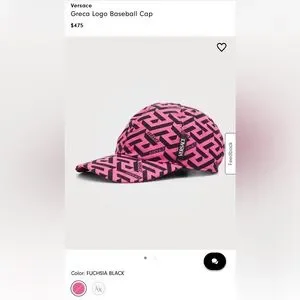 Versace Greca Logo Baseball Cap Color: FUCHSIA BLACK Size: 57 NWT Versace La Greca Greek Key Fuchsia Pink Black Print Logo  main image 4